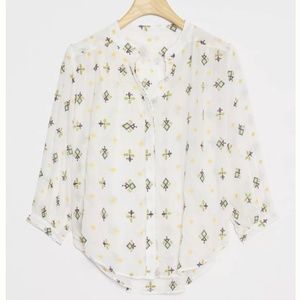 Anthropologie Lisabetta Embroidered Button Down Top